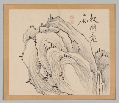 Álbum Duplo de Estudos da Paisagem após Ikeno Taiga, Volume 1, folha 11, século XVIII. de Aoki Shukuya