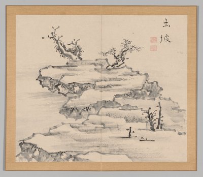 Álbum Duplo de Estudos da Paisagem após Ikeno Taiga, Volume 1, folha 21, século XVIII. de Aoki Shukuya