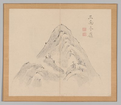 Álbum Duplo de Estudos da Paisagem após Ikeno Taiga, Volume 1, folha 24, século XVIII. de Aoki Shukuya