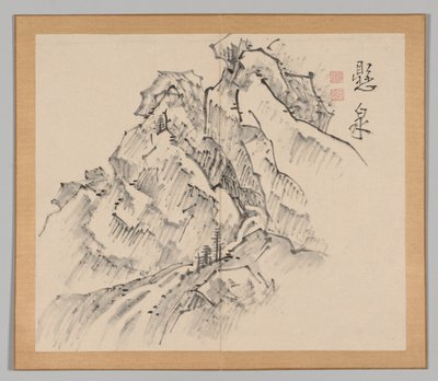 Álbum Duplo de Estudos da Paisagem após Ikeno Taiga, Volume 1, folha 26, século XVIII. de Aoki Shukuya