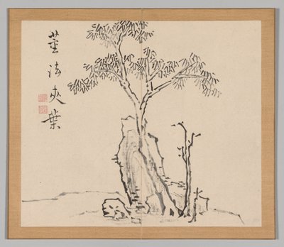 Álbum Duplo de Estudos da Paisagem após Ikeno Taiga, Volume 1, folha 4, século XVIII. de Aoki Shukuya