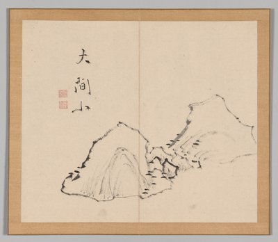 Álbum duplo de Estudos da Paisagem após Ikeno Taiga, Volume 1, folha 6, século XVIII. de Aoki Shukuya