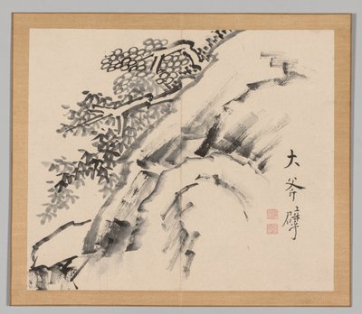 Álbum Duplo de Estudos da Paisagem após Ikeno Taiga, Volume 1, folha 9, século XVIII. de Aoki Shukuya
