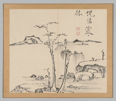 Álbum Duplo de Estudos da Paisagem após Ikeno Taiga, Volume 2, folha 15, século XVIII. de Aoki Shukuya