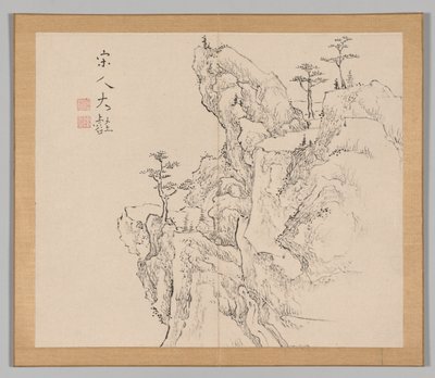 Álbum duplo de Estudos da Paisagem após Ikeno Taiga, Volume 2, folha 1, século XVIII. de Aoki Shukuya