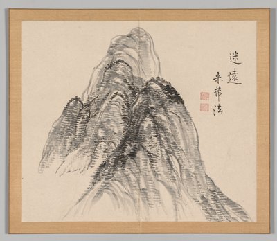 Álbum Duplo de Estudos da Paisagem após Ikeno Taiga, Volume 2, folha 3, século XVIII. de Aoki Shukuya