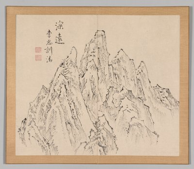 Álbum duplo de Estudos da Paisagem após Ikeno Taiga, Volume 2, folha 6, século XVIII. de Aoki Shukuya