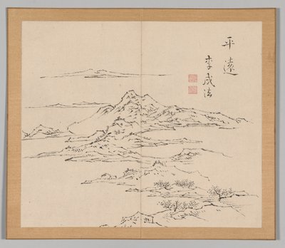 Álbum Duplo de Estudos da Paisagem após Ikeno Taiga, Volume 2, folha 8, século XVIII. de Aoki Shukuya