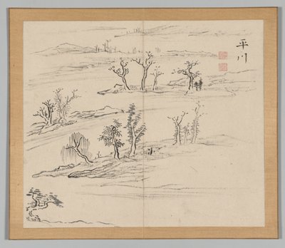 Álbum duplo de Estudos da Paisagem após Ikeno Taiga, Volume 2, folha 9, século XVIII. de Aoki Shukuya