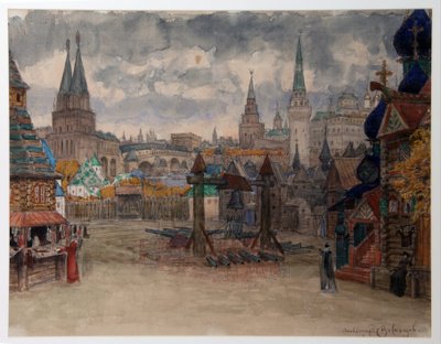 La place des strelets - Decoração para a ópera ""La Khovanshchina"" de Modeste Moussorgski (1839-1881) - The Strelets