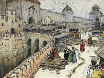 Moscou no século XVII. Livrarias na Ponte Cristo Salvador, 1902 de Apollinari Mikhailovich Vasnetsov