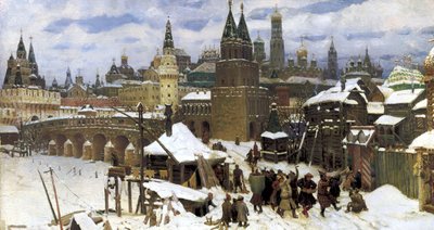 Moscou no século XVII. A ponte de todos os santos, 1901 de Apollinari Mikhailovich Vasnetsov