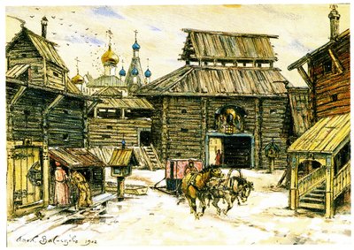 Moscou velha. A cidade de madeira, 1902 de Apollinari Mikhailovich Vasnetsov