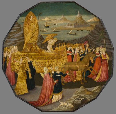 O Triunfo da Castidade, por volta de 1450-1460 (tempera e folha de ouro no painel) de Apollonio di Giovanni di Tommaso