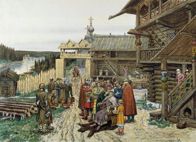 Corte de um príncipe feudal russo, 1908. de Appolinari Mikhaylovich Vasnetsov