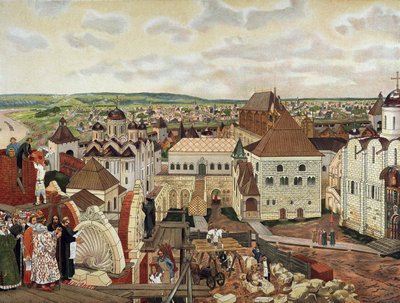 No Kremlin de Moscou, final do século 19 - início do século 20. de Appolinari Mikhaylovich Vasnetsov