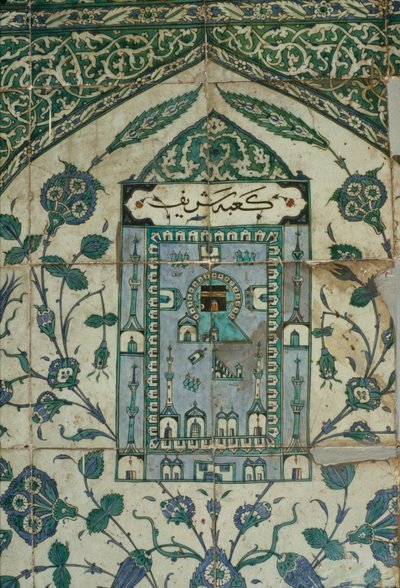 Azulejo com uma representação de Meca, do século XVI ao XVII (cerâmica) de Arabic School