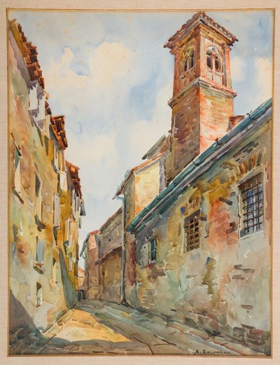Igreja de S. Paulo em Modena (aguarela sobre papel) de Arcangelo Salvarani