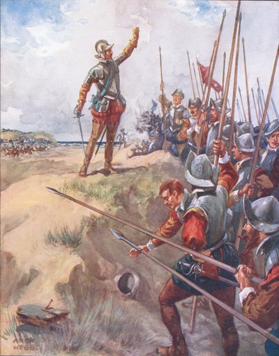Eu serei o homem mais corajoso na luta, ilustração de Ballads of Famous Fights, c.1900 de Archibald Webb