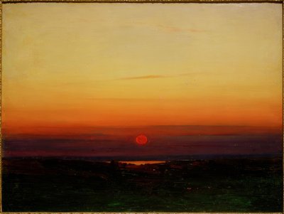 Pôr do sol sobre as estepes em uma costa do lago de Archip Iwanowitsch Kuindschi