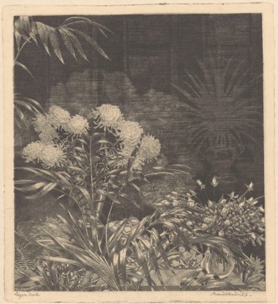 Interior com flores em vasos e plantas em vasos de Arend Hendriks (signed by artist)