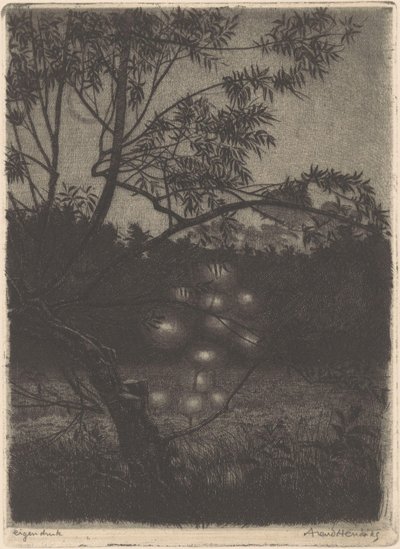 Jardim com árvore luminosa de Arend Hendriks (signed by artist)