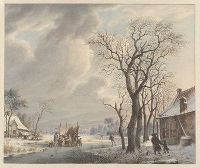 Paisagem de inverno com diversão no gelo de Arend van Glashorst jr.