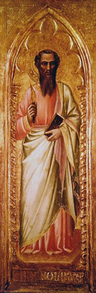 Saint Bartholemew (óleo sobre painel) de Aretino Luca Spinello or Spinelli