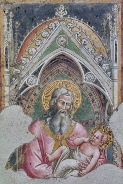 São Simeão com o Menino Jesus nos braços, segundo a narração do Evangelho de Lucas (fresco) de Aretino Luca Spinello or Spinelli