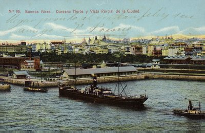 Doca Norte e vista parcial da cidade, Buenos Aires, Argentina (foto colorida) de Argentinian Photographer