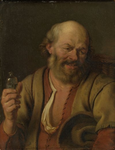 Um homem com uma garrafa de gin de Arie de Vois