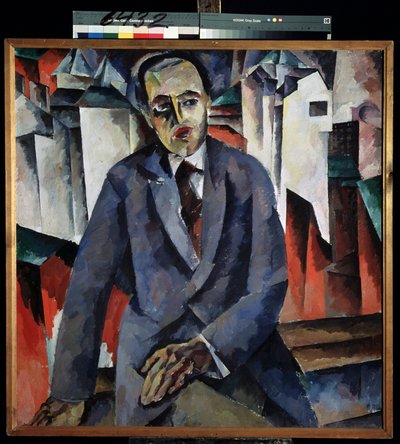Retrato do Regisseur Alexander Tairov (1885-1950) (Retrato do Regisseur A. Tairov). Pintura de Aristarkh Vasilyevich Lentulov (Lentulov) (1882-1943), óleo sobre tela. Arte russa, vanguarda do século XX. Museu Estatal Russo, São Petersburgo. de Aristarkh Vasilievic Lentulov