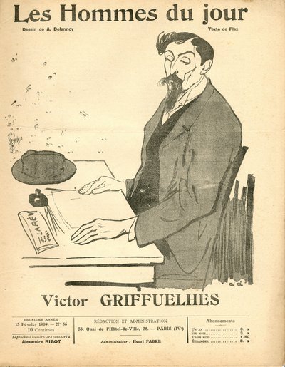 Capa de "Les Hommes du jour", Satirical B & W de Aristide Delannoy
