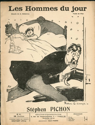 Capa de "Os Homens do Dia", por volta de 1905 - Ilustração de Aristide Delannoy (1874-1911): Quarto - Marianne, Pichon Stephen (1857-1933) de Aristide Delannoy