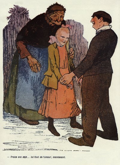 "Treze anos já... precisas de amor agora." Ilustração de Delannoy para a revista francesa "" L