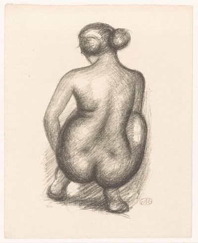 Mulher nua de cócoras vista de costas Femme accoupie de dos (título original) de Aristide Maillol (signed by artist)