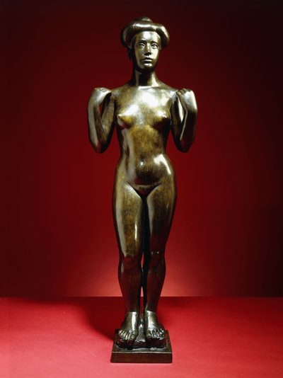 Banhista, com os braços levantados; Baigneuse, aux Bras Leves, c.1900 (bronze com pátina verde-marrom) de Aristide Maillol