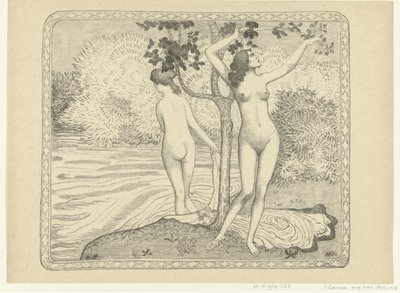 Twee badende vrouwen vrouwen bij waterkant
Zomer
Dois banhistas nus debaixo de uma árvore à beira da água
Verão
L