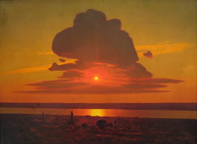 Russo: "Pôr do sol vermelho " Pôr do sol vermelho no Dnieper de Arkhip Kuindzhi