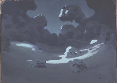 The Moon Lights a Clearing in the Forest (óleo sobre papel) de Arkip Ivanovic Kuindzi