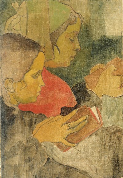 Camponesas bretãs na missa de Armand (attr.to) Seguin