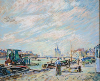 Vista do Quai Sully, agora chamado Quai Henri IV, com Notre Dame ao fundo de Armand Guillaumin