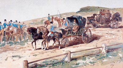 Um Postillion montado em um cavalo de carruagem, século XIX, 1886 de Armand Jean Heins