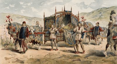 Ninhada de um chatelaine, época dos duques da Borgonha, do século XV de Armand Jean Heins
