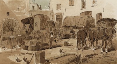 Treinador Royal Dutch Mail, cabriolet, vagão de vinho e vagão de carvão, século XIX de Armand Jean Heins
