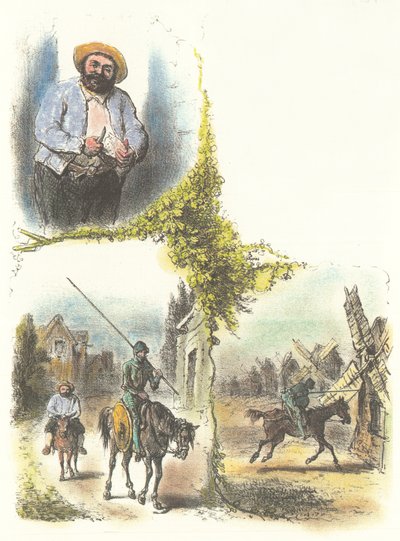 Ilustração de Armand-Louis-Henri Telory para a adaptação infantil de Don Quichot de Armand Louis Henri Telory
