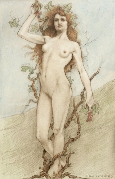 Nua feminina com uvas de Armand Rassenfosse
