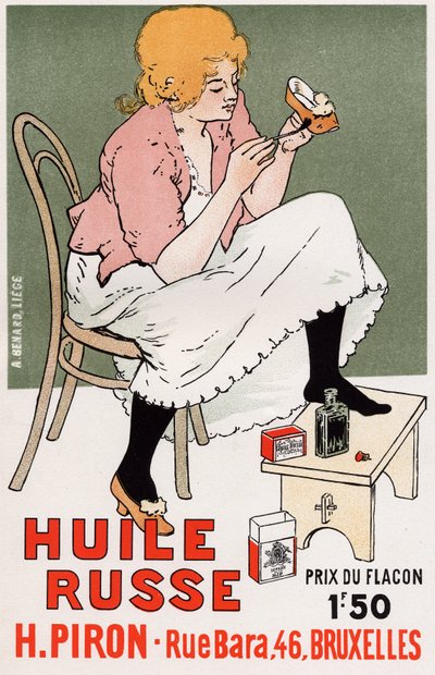 Estilo de vida. Fashio. Óleo russo, reparação de sapatos. Cartaz de Armand Rassenfosse, Bélgica, c.1895 (cartaz) de Armand Rassenfosse