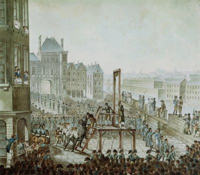 A execução de Georges Cadoudal (1771-1804) e seus cúmplices, Place de Greve, 25 de junho de 1804 (wc no papel) de Armand de Polignac