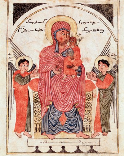 Virgem com criança e anjos, detalhe (manuscrito ilustrado de Armenian School